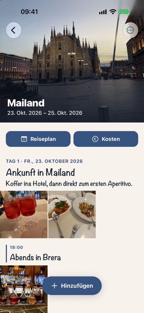 Album Mailand mit Titelbild und Tagebuch